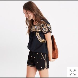 Madewell springtime embroidered pull on shorts